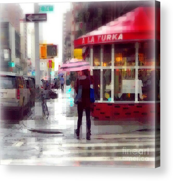 Bar Acrylic Print featuring the photograph A La Turka in the Rain - Restaurants of New York by Miriam Danar