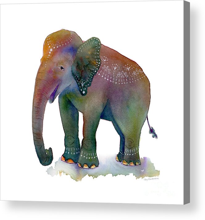 Elephant Acrylic Print featuring the painting All Dressed Up by Amy Kirkpatrick