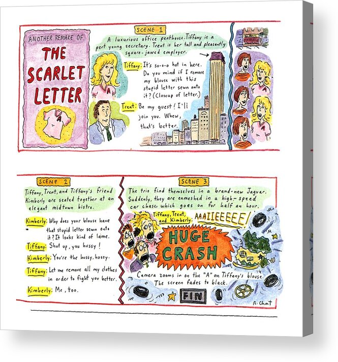 Entertainment Acrylic Print featuring the drawing Another Remake Of The 'scarlet Letter' by Roz Chast