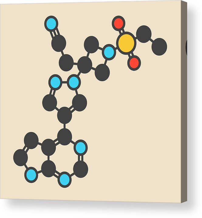 Baricitinib Acrylic Print featuring the photograph Baricitinib Janus Kinase Drug Molecule by Molekuul