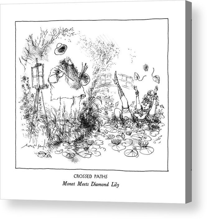 Introductions Acrylic Print featuring the drawing Crossed Paths
Monet Meets Diamond Lily by Ronald Searle