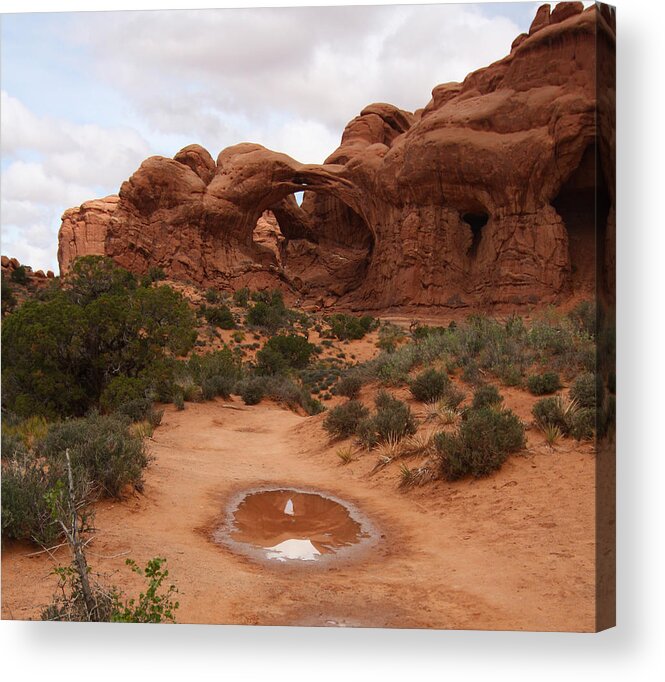 Arches Np Acrylic Print featuring the photograph Double Arch Reflection by Jean Clark