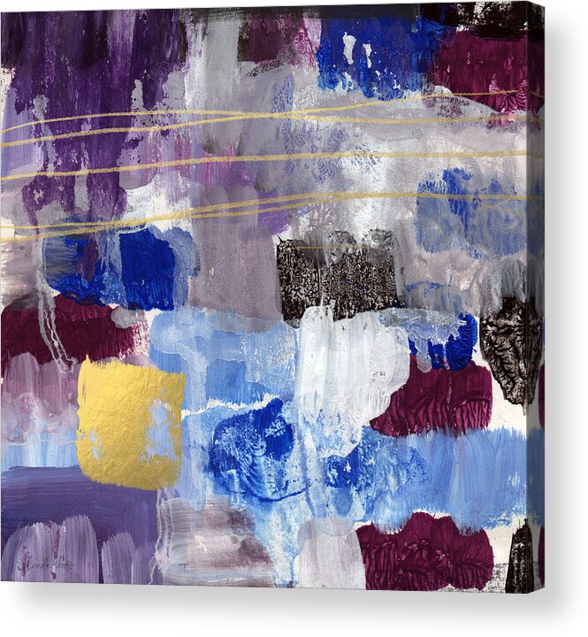 Contemporary Abstract Acrylic Print featuring the painting Elemental- Abstract Expressionist Painting by Linda Woods