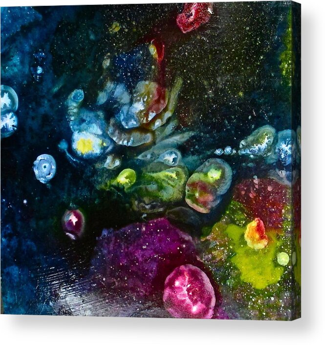 Ink Acrylic Print featuring the painting Floating Gems by Janice Nabors Raiteri