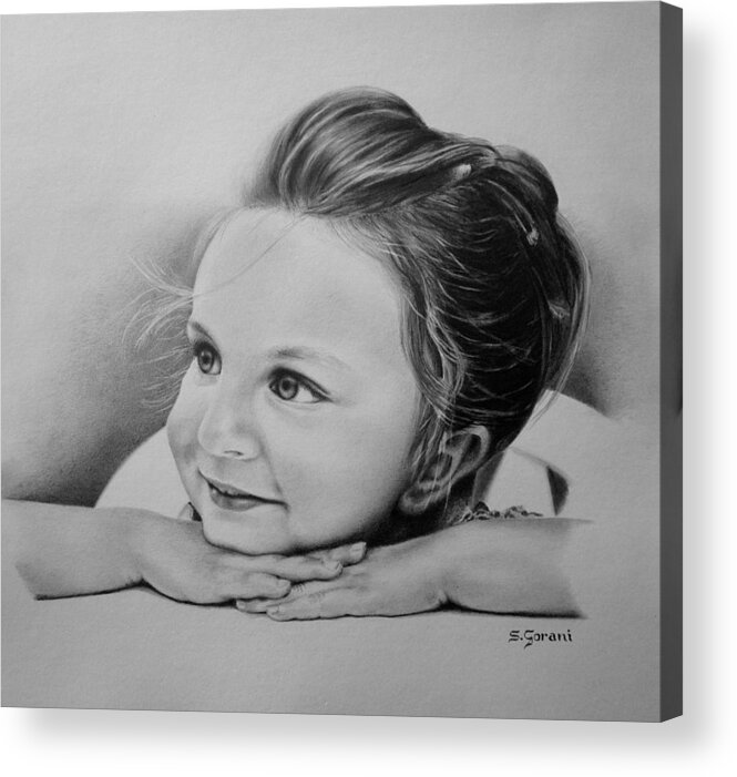 Drawings Acrylic Print featuring the drawing Hana by Geni Gorani