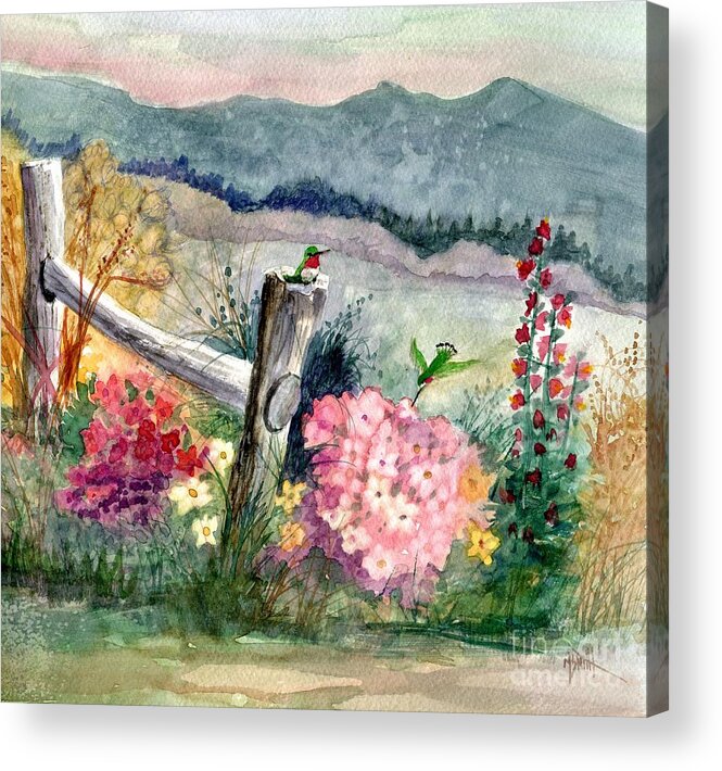 Hummingbirds Acrylic Print featuring the painting Hummingbird Haven by Marilyn Smith