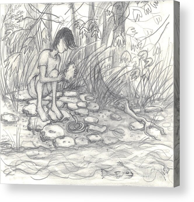 Creek Acrylic Print featuring the drawing Little Snake by Leandria Goodman