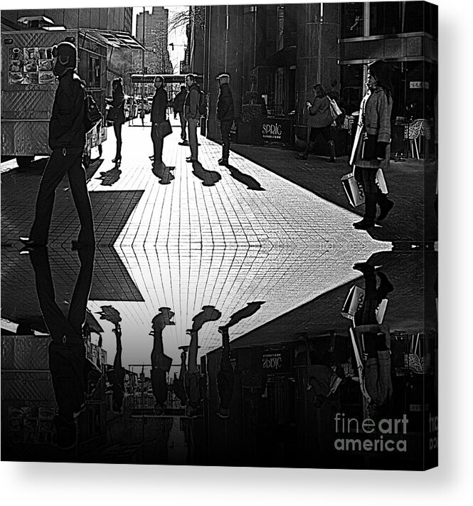 Coffee Acrylic Print featuring the photograph Morning Coffee Line on the Streets of New York City by Lilliana Mendez