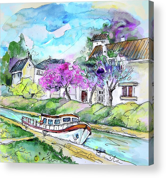 Travel Acrylic Print featuring the painting Ouzouer sur Trezee in France 01 by Miki De Goodaboom