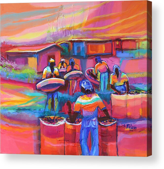 Abstract Acrylic Print featuring the painting Pan Yard by Cynthia McLean