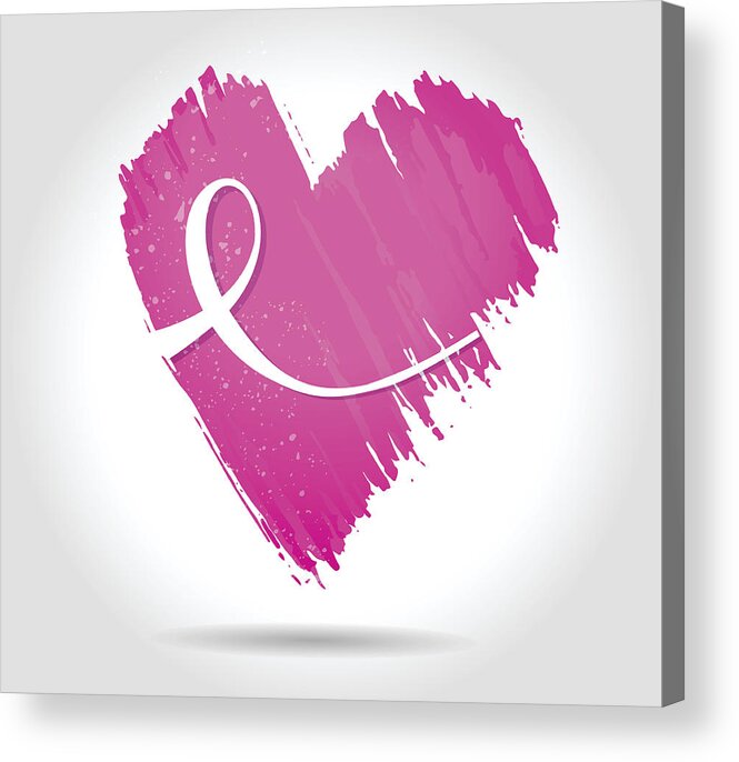 Breast Cancer Care Acrylic Print featuring the drawing Pink heart by Amtitus