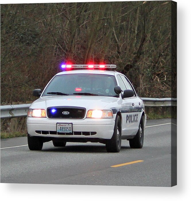 Police Cruiser Acrylic Print featuring the photograph Police Escort by E Faithe Lester