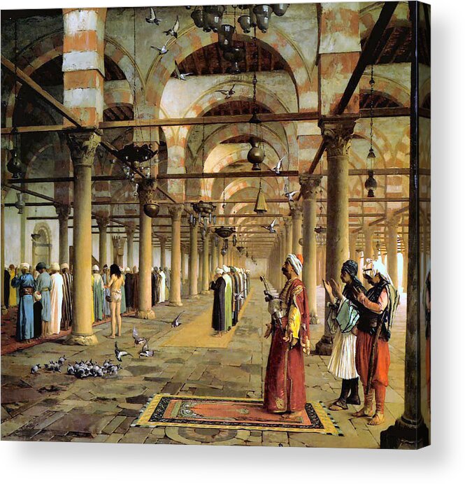 Public Prayer In The Mosque Acrylic Print featuring the digital art Public Prayer in the Mosque by Jean Leon Gerome