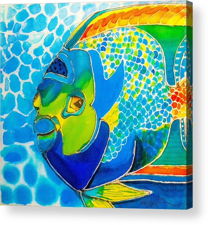 Fish Acrylic Print featuring the painting Queen Angel Color by Kelly Smith