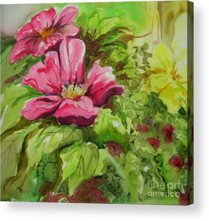 Flowers Acrylic Print featuring the painting Red and Yellow Flowers by Genie Morgan