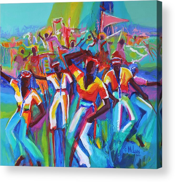Abstract Acrylic Print featuring the painting Sailors Ashore by Cynthia McLean