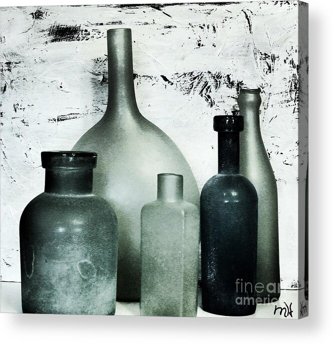 Photo Acrylic Print featuring the photograph Silver and Onyx Bottles by Marsha Heiken