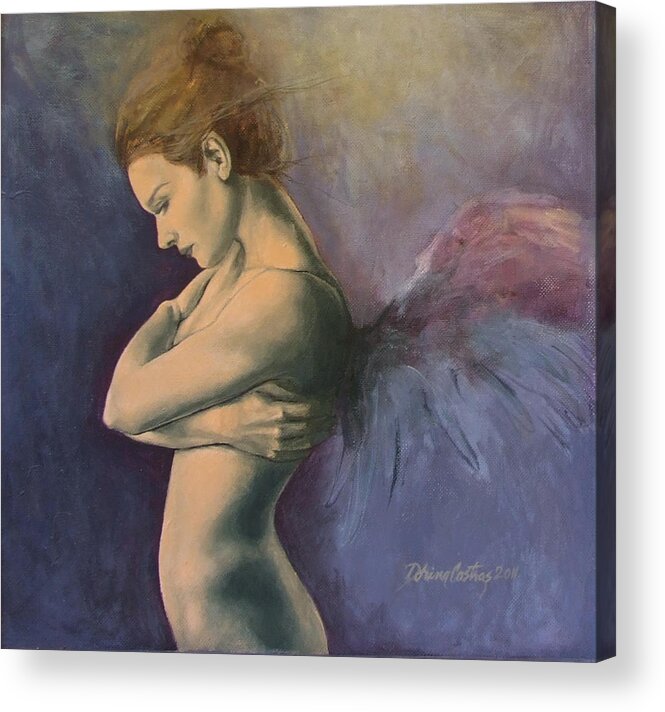 Angels Acrylic Print featuring the painting Sky below ground by Dorina Costras