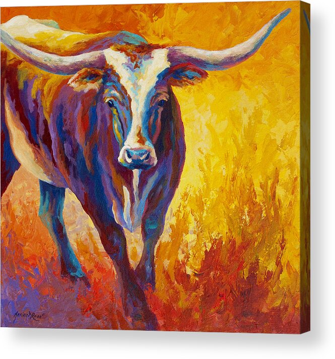 Longhorn Acrylic Print featuring the painting Stepping Out - Longhorn by Marion Rose