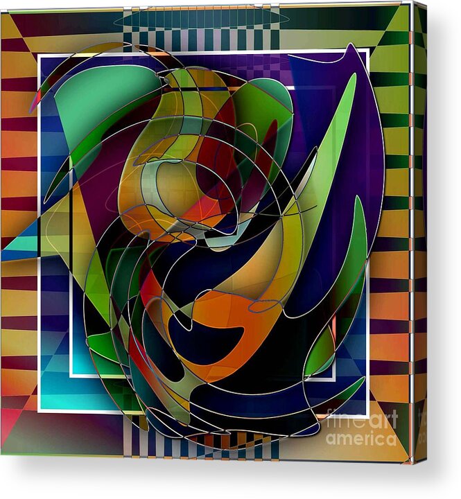 Abstract Acrylic Print featuring the drawing Swirl by Iris Gelbart