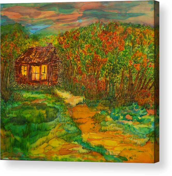 Silk Acrylic Print featuring the painting The Old Homestead by Susan Moody