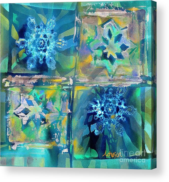 Snowflake Acrylic Print featuring the painting Transformed 2 by Donna Acheson-Juillet