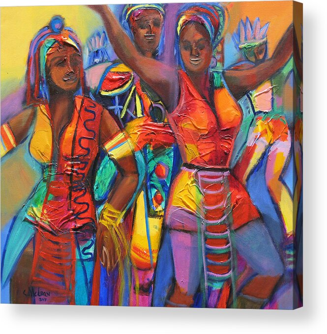 Abstract Acrylic Print featuring the painting Trinidad Carnival 2 by Cynthia McLean