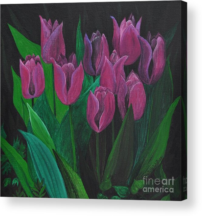 Tulip Acrylic Print featuring the painting Tulips by Sally Tiska Rice