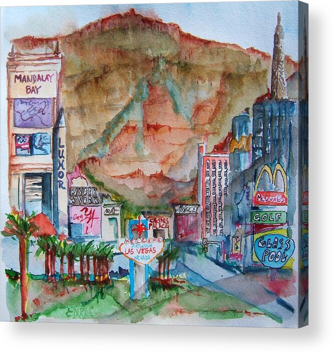 Las Vegas Acrylic Print featuring the painting Vegas by Elaine Duras