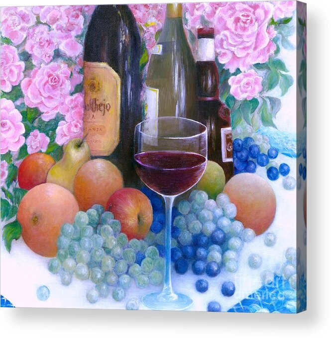 Fruits Acrylic Print featuring the painting Fruits Wine and Roses #1 by Barbara Anna Cichocka