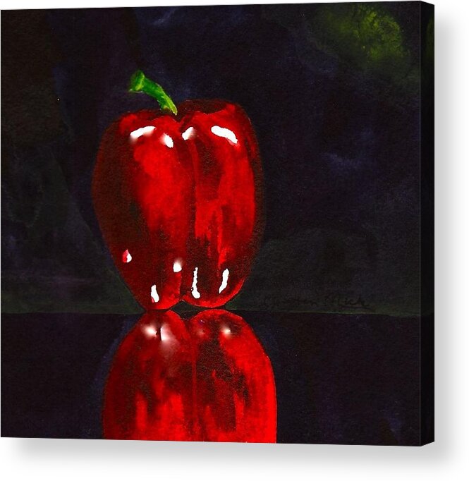 Apple Acrylic Print featuring the painting Apple Mirror Image by Sharon Mick