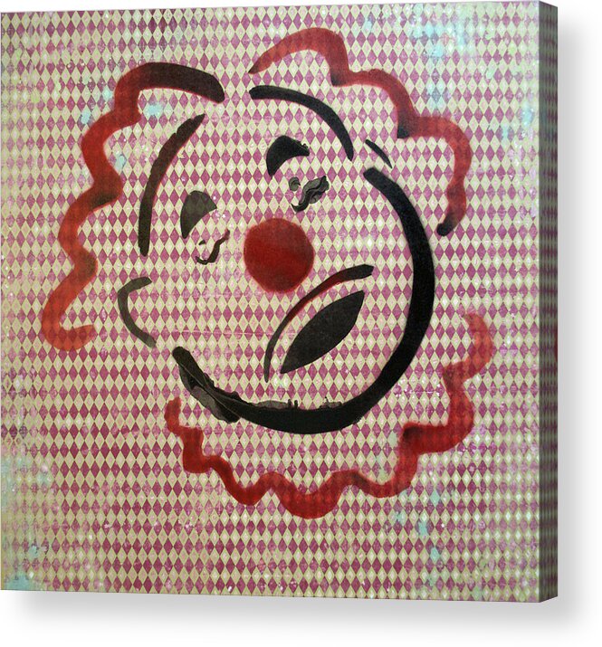 Tillie Of Asbury Park Acrylic Print featuring the painting Sad Clown with Checkers by Patricia Arroyo