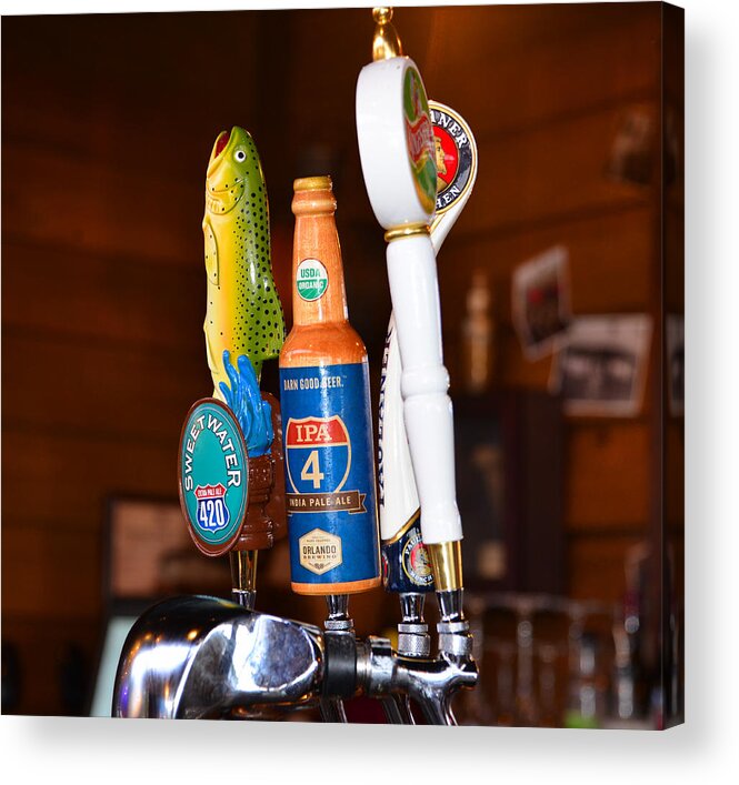 Beer Acrylic Print featuring the photograph Beers on Tap #1 by David Lee Thompson