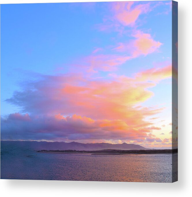 Barbara Snyder Acrylic Print featuring the photograph Red Clouds Over Morro Bay Small #1 by Barbara Snyder