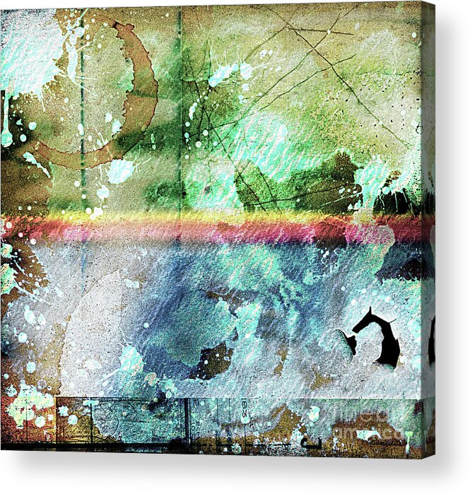 Abstract Acrylic Print featuring the digital art 4b Abstract Expressionism Digital Collage Art by Ricardos Creations