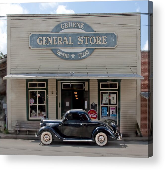 Gruene Acrylic Print featuring the photograph Antique Car At Gruene General Store by Brian Kinney