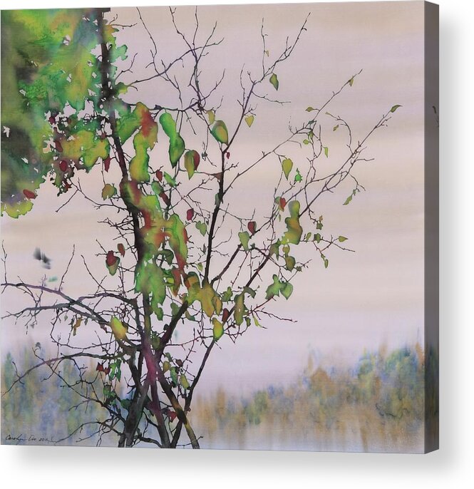 Birch Trees Acrylic Print featuring the tapestry - textile Autumn Birch by Sand Creek by Carolyn Doe