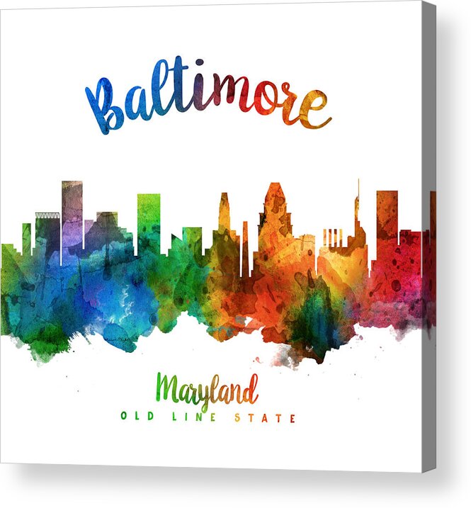 Baltimore Acrylic Print featuring the painting Baltimore Maryland 25 by Aged Pixel