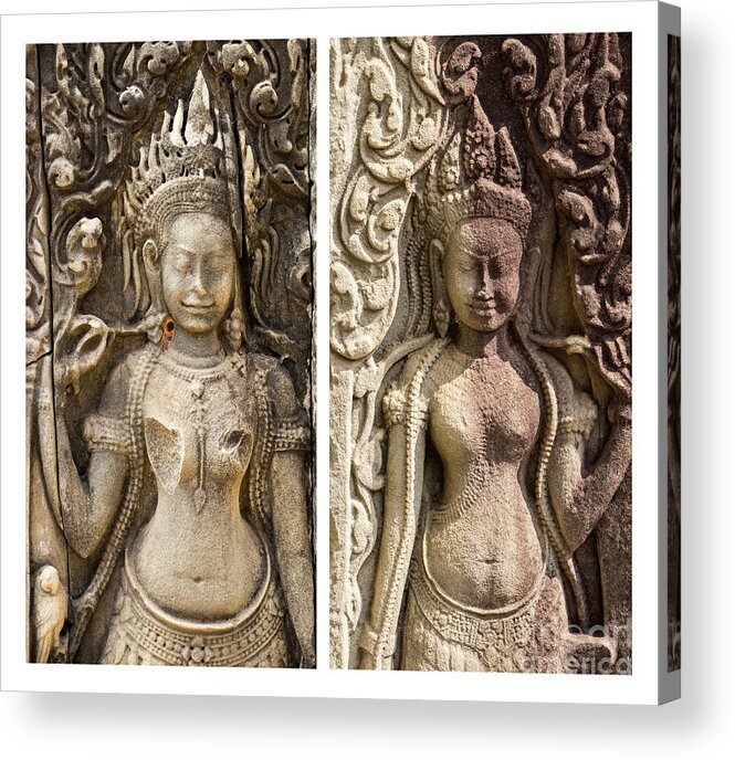 Cambodia Acrylic Print featuring the photograph Bayon Devatas 02 by Rick Piper Photography