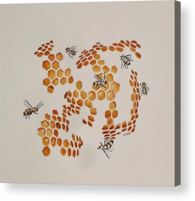 Bee Acrylic Print featuring the painting Bee Hive # 3 by Katherine Young-Beck