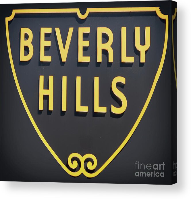 Beverly Hills Acrylic Print featuring the digital art Beverly Hills Sign by Mindy Sommers