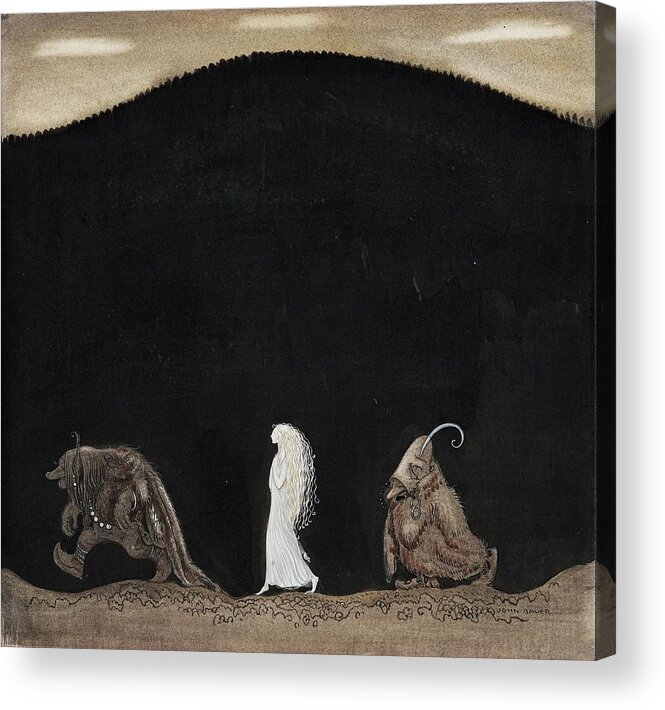 John Bauer Acrylic Print featuring the painting Bianca Maria And Trolls by John Bauer