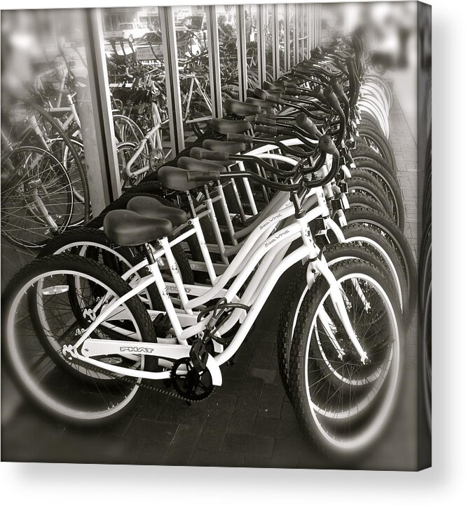 Bicycles Acrylic Print featuring the photograph Bicycles in Belmont Shore by Gwyn Newcombe