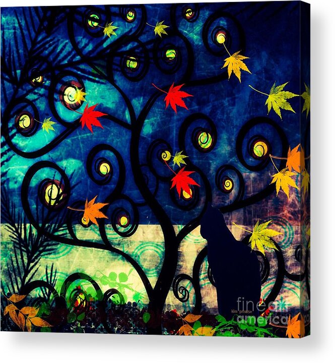 Black Cat Acrylic Print featuring the digital art Cat Watch by Kim Prowse