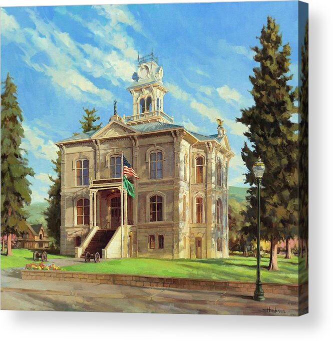 Courthouse Acrylic Print featuring the painting Columbia County Courthouse by Steve Henderson