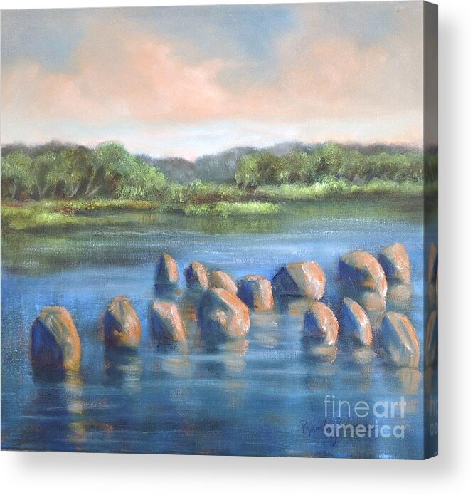Clear Reflection Acrylic Print featuring the painting Cross of Rocks by Rand Burns