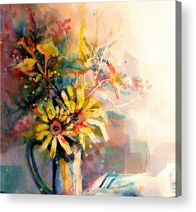 Flowers Acrylic Print featuring the painting Daisy Day by Linda Shackelford