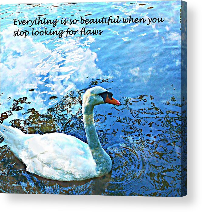 Swan Acrylic Print featuring the mixed media Everything is so Beautiful by Stacie Siemsen