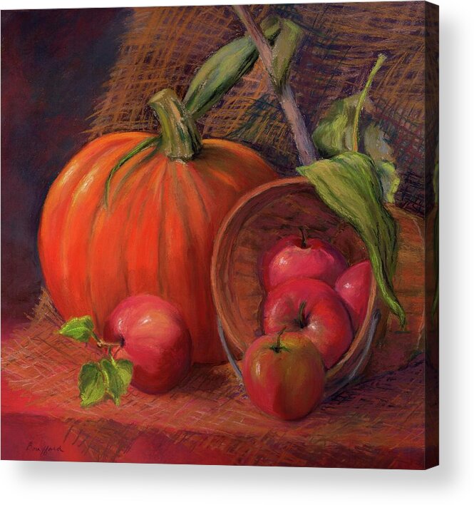 Pumpkin Acrylic Print featuring the pastel Fall Display by Vikki Bouffard