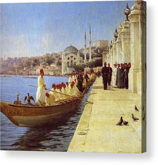 Fausto Zonaro Boats Of Tthe Sultan Acrylic Print featuring the painting Fausto Zonaro Boats by Eastern Accents